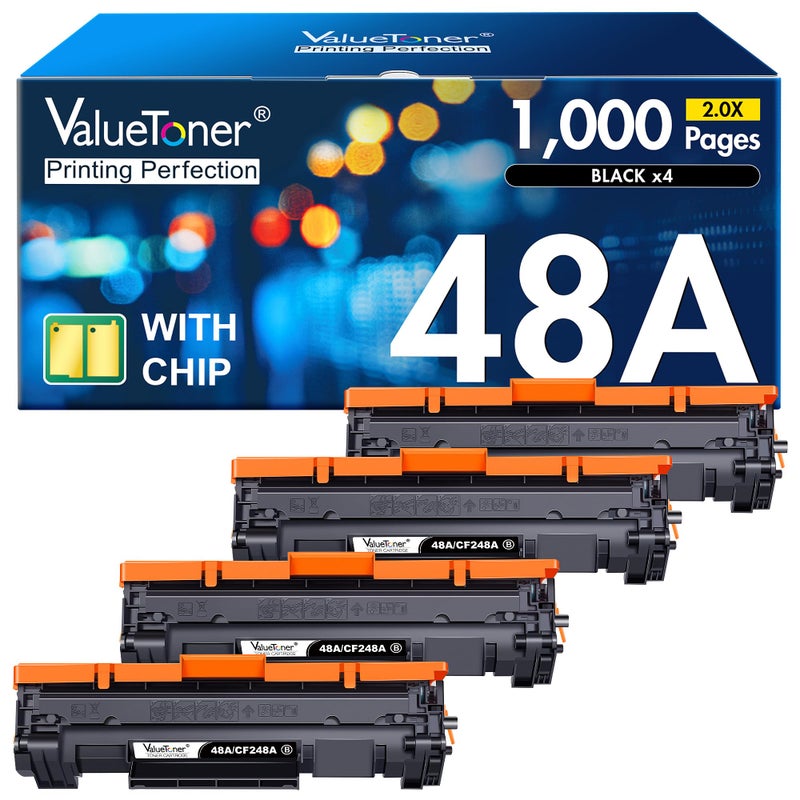 Valuetoner 48A Toner Cartridge HP Replacement for HP 48A Toner Cartridge Black CF248A 248A High Yield Work for Pro M15w M16a M15a M16w MFP M31w M30w M29w Laser Printer(Black, 4 Pack) - Image 1